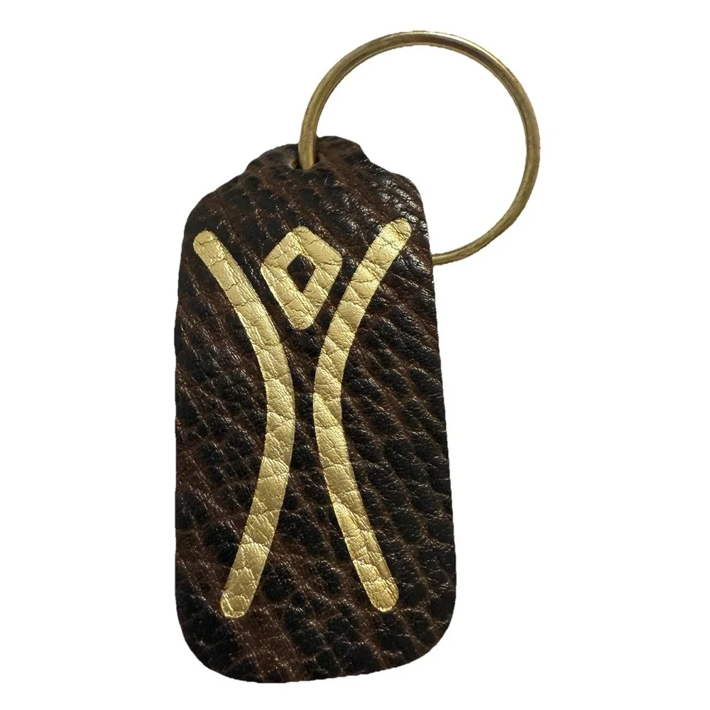 RARE! Limited Edition Vintage "Burning Man" Leather Pendant Keychain Bag Charm - Picture 1 of 8